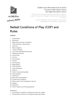 Netball Conditions of Play (COP) and Rules