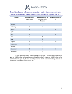 Schedule of press releases on monetary policy statements, minutes