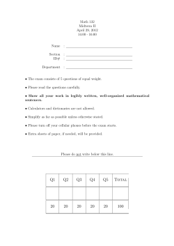 Q1 Q2 Q3 Q4 Q5 Total 20 20 20 20 20 100