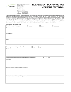 Independent Play Program - Parent Feedback
