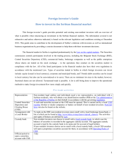 Foreign Investor`s Guide How to invest in the Serbian financial market