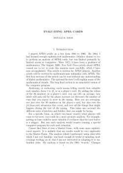 EVALUATING APBA CARDS 1. Introduction I played APBA avidly as