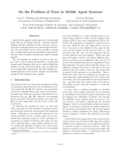 On the Problem of Trust in Mobile Agent Systems*