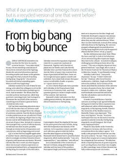 From big bang to big bounce - Institute for Gravitation and the Cosmos