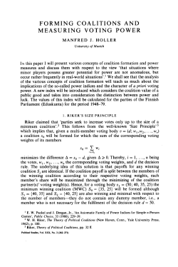 FORMING COALITIONS AND MEASURING VOTING POWER