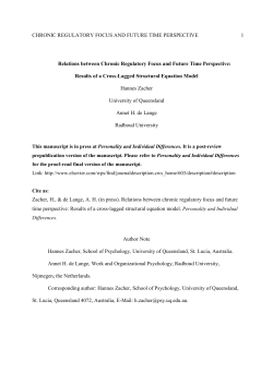 CHRONIC REGULATORY FOCUS AND FUTURE