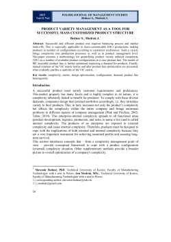Product Variety Management as a Tool for Successful Mass