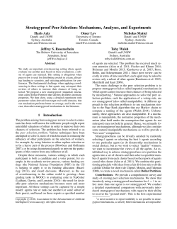 Strategyproof Peer Selection - Department of Computer Science