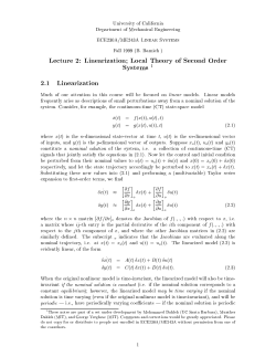 Lecture 2: Linearization Local Theory of Second Order Systems 1