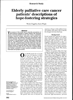 Elderly palliative care cancer patients` descriptions of hope