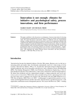 Innovation is not enough: climates for initiative and psychological