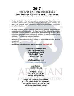 The Arabian Horse Association One Day Show Rules and Guidelines