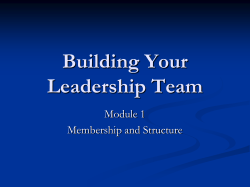 Building Your Leadership Team