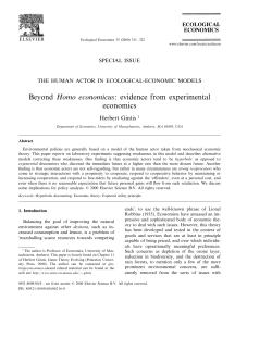 Beyond Homo economicus: evidence from experimental economics