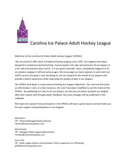 Carolina Ice Palace Adult Hockey League Welcome to the Carolina