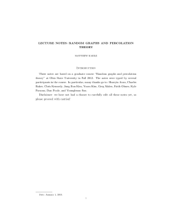 LECTURE NOTES: RANDOM GRAPHS AND PERCOLATION