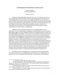Can Metaphysics Be Naturalized? And If So, How?