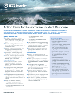 Action Items for Ransomware Incident Response