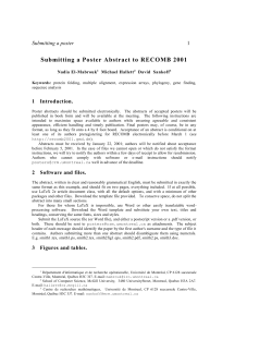 Submitting a Poster Abstract to RECOMB 2001