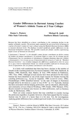 Gender Differences in Burnout Among Coaches of