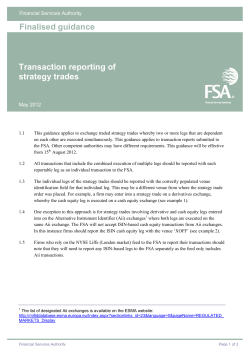 Transaction reporting of strategy trades FG12/14