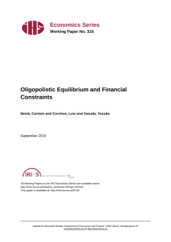 Economics Series Oligopolistic Equilibrium and Financial
