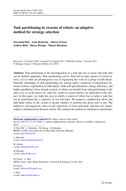Task partitioning in swarms of robots: an