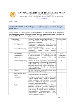 ADMISSION NOTICE for Ph. D Program &ndash; even Semester