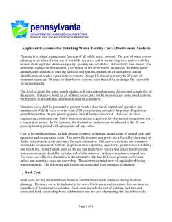 Drinking Water Facility Cost Effectiveness Analysis