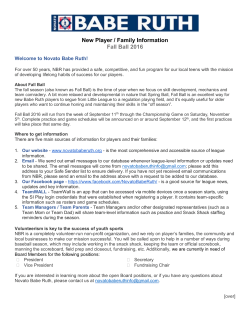 New Player / Family Information Fall Ball 2016