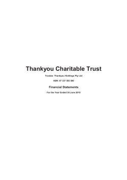 2015 Thankyou Charitable Trust Financials