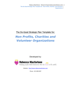 The Do-Good Strategic Plan Template for: Non Profits, Charities