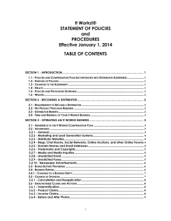 It Works!&reg; STATEMENT OF POLICIES and PROCEDURES Effective