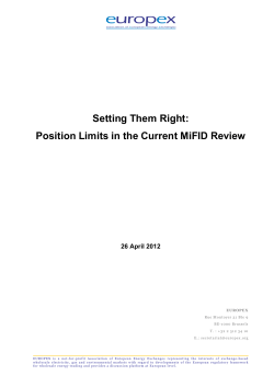 Position Limits in the Current MiFID Review