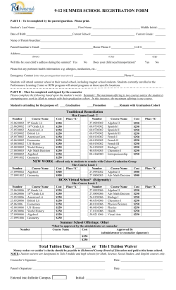 Summer School Application - Richmond County School System