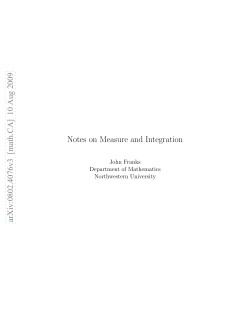 Notes on Measure and Integration