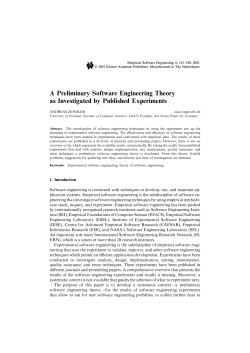 A Preliminary Software Engineering Theory as Investigated by