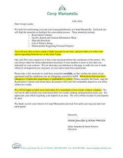 Fall, 2016 Dear Group Leader: We look forward hosting you and