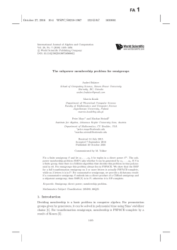 The subpower membership problem for semigroups 1. Introduction