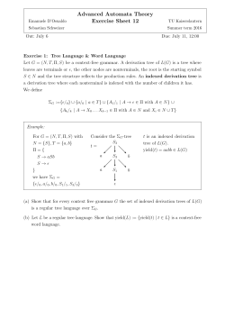 Advanced Automata Theory Exercise Sheet 12