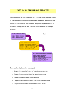 strategic context – an operations strategy