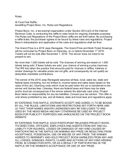 Rules: IE Food Fest Raffle , benefiting Project Boon, Inc. Rules and