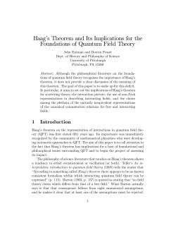 Haagms Theorem and Its Implications for the - Philsci