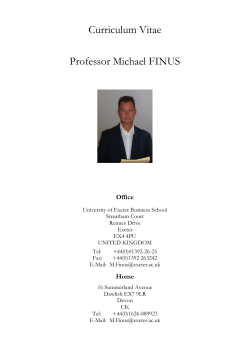 Curriculum Vitae Professor Michael FINUS