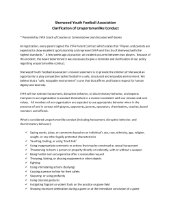 Sherwood Youth Football Association Clarification of