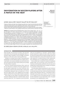 dehydration in soccer players after a match in the