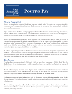 positive pay - First American Bank