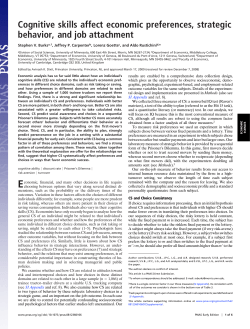 Cognitive skills affect economic preferences, strategic behavior, and