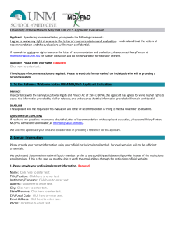 1. To the Referee: Welcome to the UNM MD/PhD Applicant Evaluation