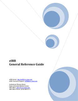 General Reference Guide - Duke eIRB